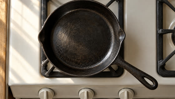The seasoned cast-iron skillet from above